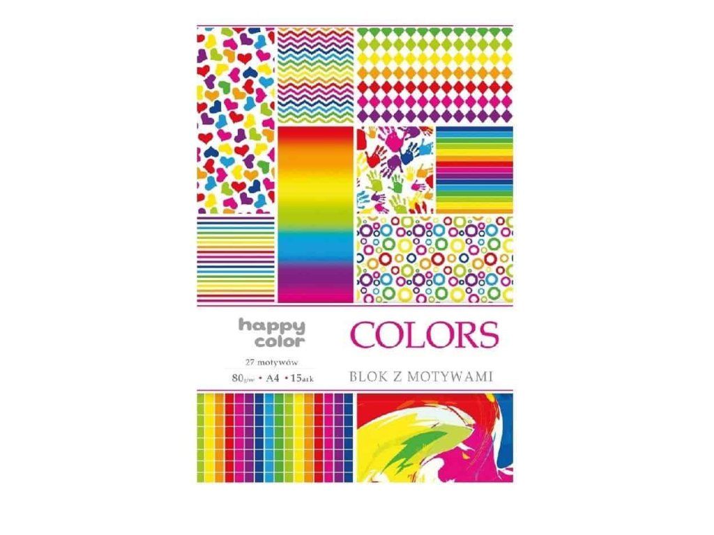 Happy Color Colors blok s motivy A4, 80 g/m2, 15 listů s až 26 různými vzory