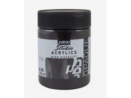 Pébéo Studio Acrylic 500 ml akrylová barva odstín 26 čerň mars, hustá konzistence