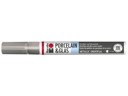 Marabu Porcelain Painter fix na porcelán, hrot 1-2 mm, barva stříbrná