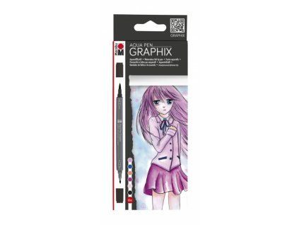 530 1 akvarelove popisovace marabu graphix ma ke manga sada 6ks