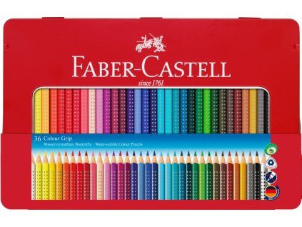 2417 3 akvarelove pastelky grip 2001 faber castell 36 ks plechovy obal