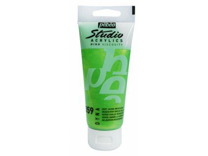 11909 akrylova barva pebeo studio acrylic 100 ml 359 zelenozluta iridescentni