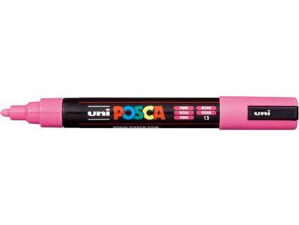 Akrylový popisovač Uni Posca 5M, šířka stopy 1,8 až 2,5 mm, odstín růžová