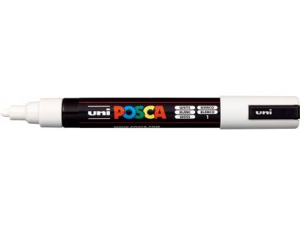 Akrylový popisovač Uni Posca PC-5M 1,8 až 2,5 mm, bílý, krycí akrylový inkoust