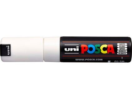 Akrylový popisovač Uni Posca PC-7M bílý, kulatý hrot 4,5 mm, pigmentový inkoust