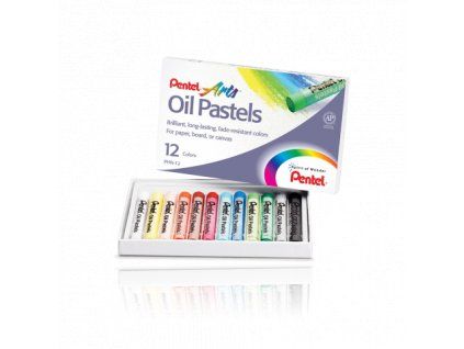 Olejové pastely Pentel, sada 12 barev pro kresbu na papír a karton