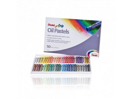 Olejové pastely Pentel sada 50 barev, kompletní souprava pro kresbu a malbu