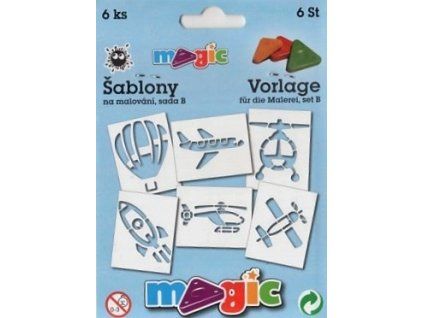 Magic papírové šablony sada B, motiv vzdušná doprava, sada 6 kusů pro dekorování