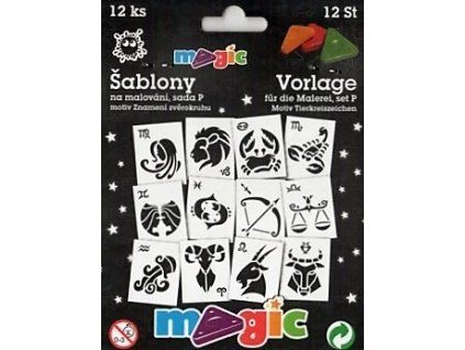 Magic papírové šablony sada 12 ks s motivy znamení zvěrokruhu pro kreativní tvoření