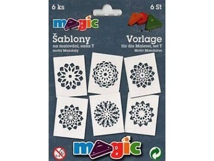 Magic papírové šablony sada 6 ks s motivy mandal pro dekorování a kreativní tvorbu