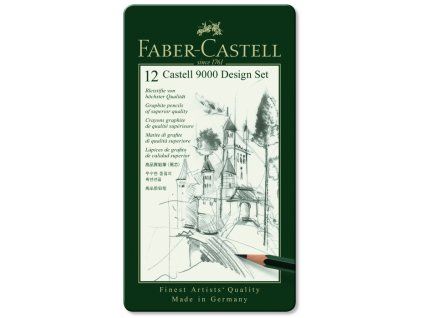 Faber-Castell 9000 Design Set 119064, sada 12 grafitových tužek v kovové krabičce