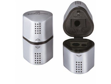 Ořezávátko Faber-Castell Grip 2001 Trio stříbrné, kód 183800, zásobník na tužky