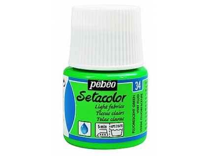 Pébéo Setacolor Light Fabric 45 ml, fluorescenční barva na světlý textil, odstín Fluo Green 34