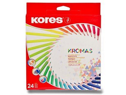 Kores KROMAS trojhranné pastelky, sada 24 barev pro školu a volný čas