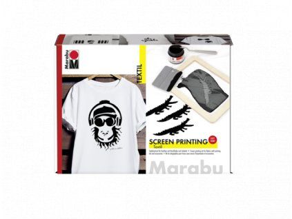 Marabu Screen Printing Set, kompletní sada pro sítotisk na textil se sítem a barvou