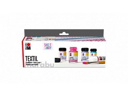 Sada Marabu Textil Sweet Candy, 4 pastelové barvy na světlý textil 15 ml