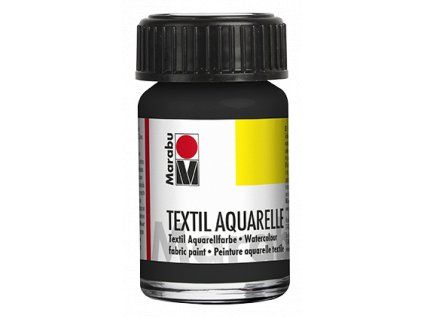 Barva na textil Marabu Textil Aquarelle 15 ml, odstín 073 černá, akvarelový efekt