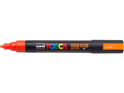 Akrylový popisovač Uni Posca PC-5M fluo oranžový, šířka stopy 1,8 až 2,5 mm