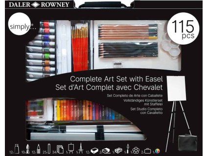 Daler-Rowney Simply výtvarný set 115 ks s malířským stojanem, taškou a příslušenstvím