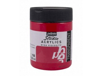 Pébéo Studio Acrylic 500 ml akrylová barva, odstín červená karmín 18, matně saténový povrch
