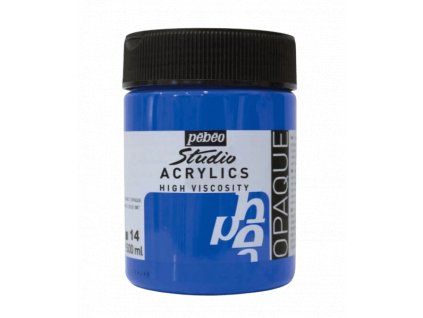 Akrylová barva Pébéo Studio Acrylic 500 ml, odstín modrá kobalt 14, hustá viskózní barva
