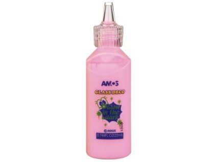 Amos Glass Deco 22 ml slupovací barva na sklo, fosforescentní odstín svítící růžová
