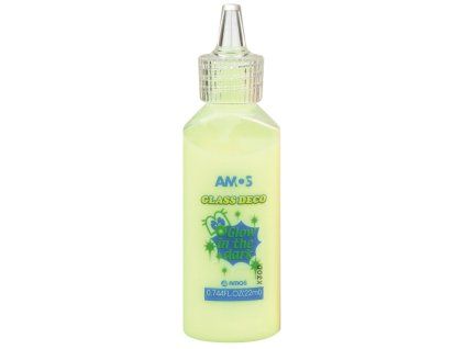 Amos Glass Deco 22 ml slupovací barva na sklo, odstín svítící žlutá, fosforescentní