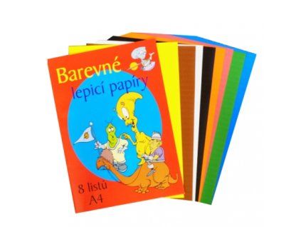 Stepa barevné lepící papíry A4, sada 8 listů různých barev pro kreativní tvoření