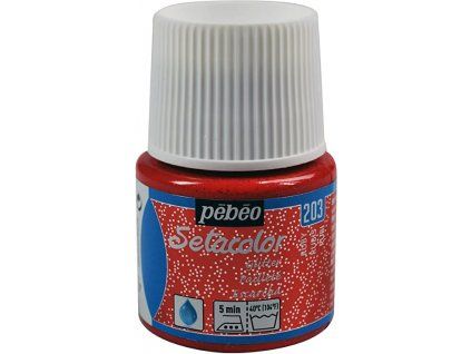 Pébéo Setacolor Light Glitter 45 ml, glitrová barva na textil, odstín Červená rubínová 203
