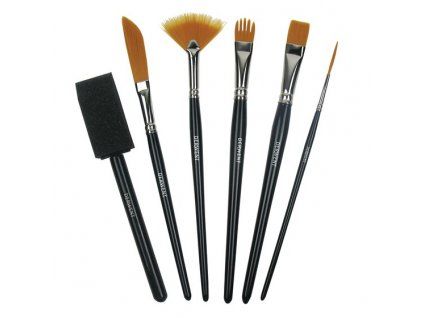Derwent Technique Brushes Set, sada 6 syntetických efektových štětců různých tvarů