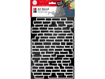 Šablona Marabu ART A4 Bricks pro zdobení textilií, nábytku a stěn