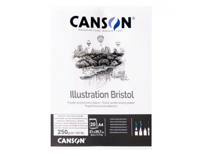 Canson Bristol blok A3 250 g, 20 listů, hladký papír pro kresbu perem a linery