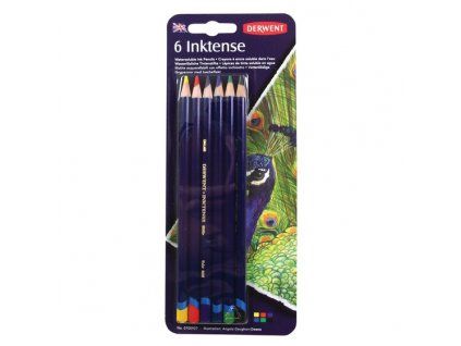 Derwent Inktense akvarelové pastelky, sada 6 barev, permanentní pigment po zaschnutí