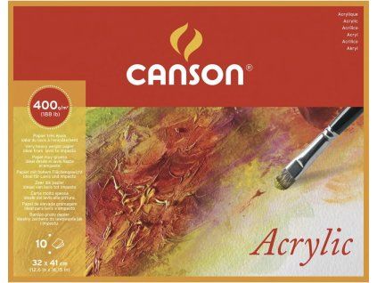Canson Acrylic 400g blok papíru na akrylové barvy, formát 32 x 41 cm, 10 listů