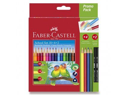 Faber-Castell trojhranné pastelky Promo pack, sada 18 barev, tloušťka tuhy 3,3 mm