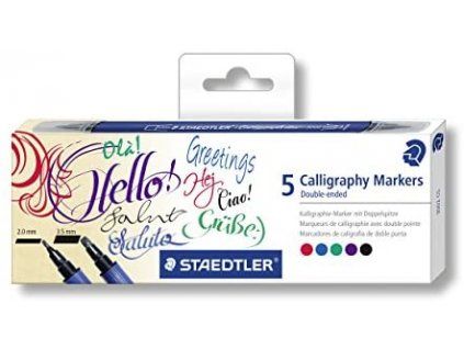 Staedtler oboustranné kaligrafické fixy, sada 5 barev, hroty 2 mm a 3,5 mm