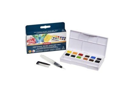 Derwent Inktense Paint Pan Travel Set, cestovní sada 12 akvarelových barev