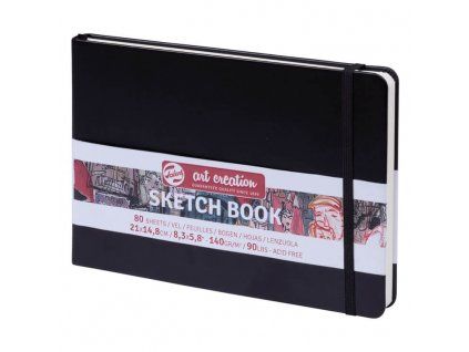 Talens Art Creation Sketch Book, skicák A5 v černé tvrdé vazbě, 80 listů 140 g/m2
