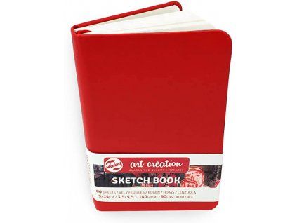 Talens Art Creation Sketch Book, skicák 9x14 cm, červená velurová vazba, 80 listů 140 g