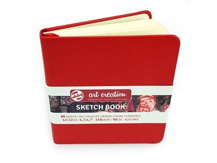 Talens Art Creation Sketch Book, skicák 12x12 cm, červená velurová vazba, 80 listů 140 g