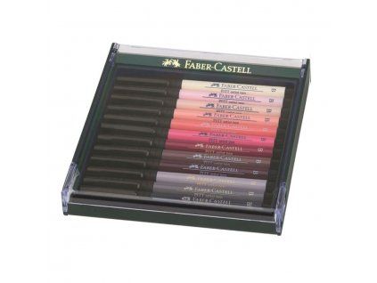 Faber-Castell Pitt Artist Pen B Portrait, sada 12 ks, obličejové barvy, štětcový hrot