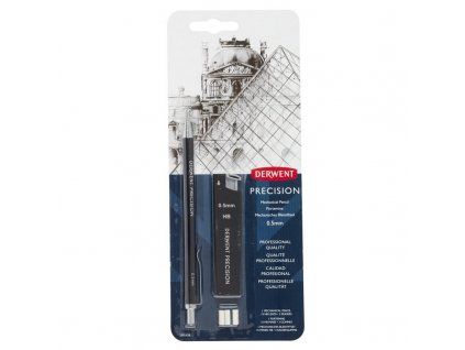 Mikrotužka Derwent Precision 0,5 mm HB, kovové tělo, vestavěná guma pod krytkou