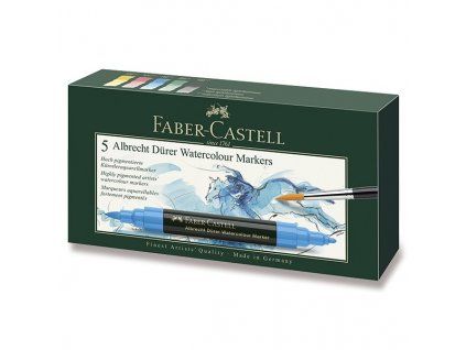 Faber-Castell Albrecht Dürer akvarelové popisovače, sada 5 základních barev se dvěma hroty