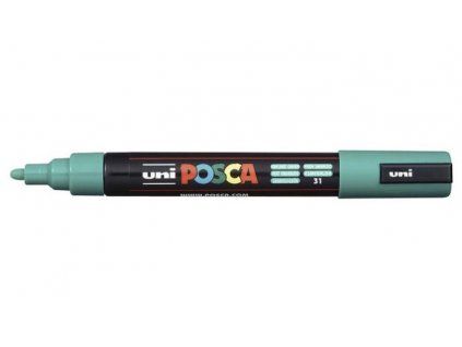 Akrylový popisovač Uni Posca 5M smaragdový 31, šířka stopy 1,8 až 2,5 mm