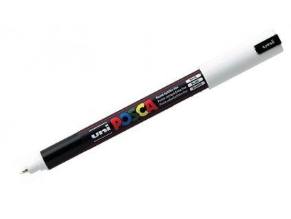 Uni Posca 1MR akrylový popisovač 0,7 mm trubičkový hrot, bílá, pro malování na kameny a dřevo