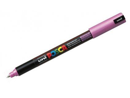 Uni Posca 1MR akrylový popisovač 0,7 mm, trubičkový hrot, metalický růžový
