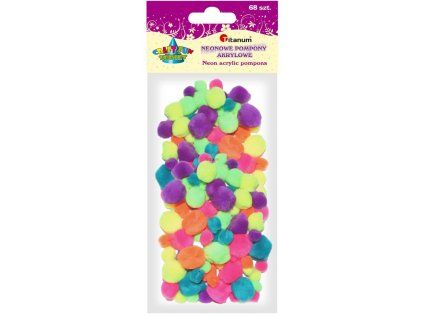 Bambulky pompom Titanum neonový mix 68 kusů pro kreativní tvoření s dětmi