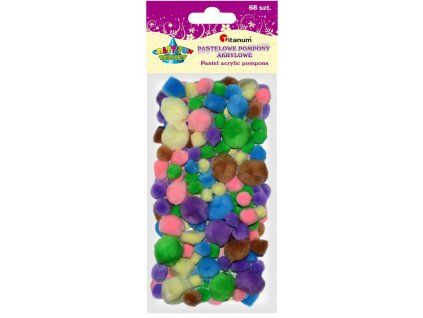 Bambulky pompom Titanum, pastelový mix 68 ks pro kreativní tvoření s dětmi