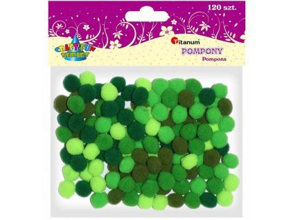 Bambulky pompom Titanum 10 mm zelený mix 120 ks, komponenty pro kreativní tvoření