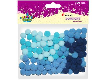 Bambulky pompom Titanum 10 mm, modrý mix 120 kusů pro kreativní tvoření